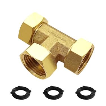 Imagem de Lovegarden Adaptador de mangueira de jardim, conector de mangueira de latão giratório fêmea de 3/10.2 cm GHT para torneira RV e limpeza de irrigação ao ar livre