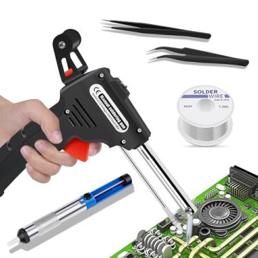 Imagem de Pistola de Solda 60W 220V, Kit Completo com Estanho, Aquece em 2-4 Min, Cerâmica, para Eletrônicos e Reparos, Design Anti-Dobra, Função de Gatilho e Interruptor Manual