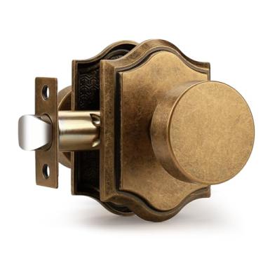 Imagem de Probrico Maçanetas de porta de latão antigo, maçanetas de porta de passagem para corredor de armário, maçaneta de porta de armário interior resistente, 1 pacote