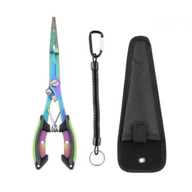 Imagem de Alicate de Pesca Aço Inoxidável Multifuncional com Ponta Reta para Controle Anzóis e Tesoura Linha