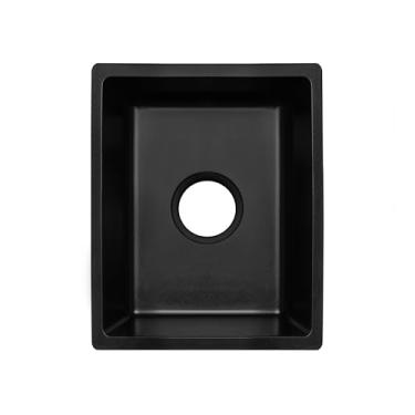 Imagem de Enbol Pia de pia de barra preta, pia de cozinha de granito de 30 x 38 cm pequena pia de bar molhado RV Lavatório de quartzo EGS-1215-B