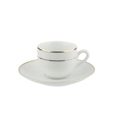 Imagem de Xicara e pires para cafe Majesty Gold em porcelana 90ml