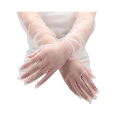Imagem de Luvas Longas De Tule Transparente Pretas E Brancas, Respiráveis, De Ma