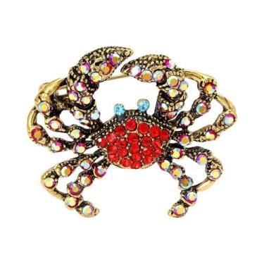 Imagem de Broche De Caranguejo Com Strass Unissex Feminino, Joia De Animal Marin