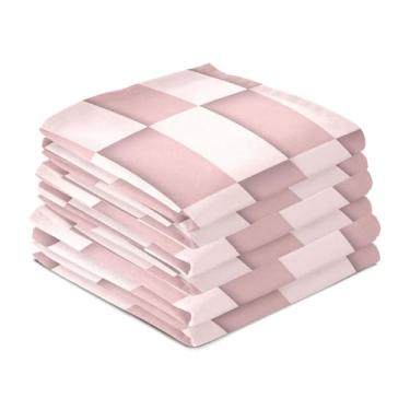 Imagem de Wassud Toalhas de prato de cozinha quadriculado rosa pacote com 6 panos de prato macios com laço para pendurar toalha de mão super absorvente de secagem rápida toalhas de chá de mesa decorativas 71 x