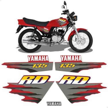Imagem de SPORTINOX, Kit Adesivos Para Yamaha RD 135 1999 Moto Vermelha Completo