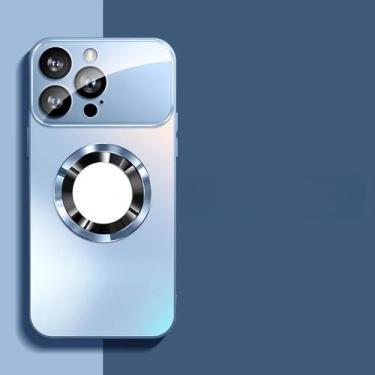 Imagem de Capa fosca metálica de titânio para iPhone 17 Air 16 15 14 13 12 11 Pro Max Plus, proteção para lente e câmera, azul, para iPhone 11 Pro