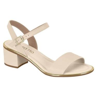 Imagem de Sandália Beira Rio Feminina Salto Bloco Detalhe Dourado Conforto Origi