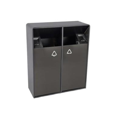 Imagem de Caixote de lixo externo 38L/80L caixote do lixo interno/externo com dois cilindros quadrados de metal, lata de lixo grande comercial para uso doméstico moderno (com cinzeiro) Lixeira externa (grande)