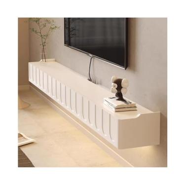 Imagem de Suporte de TV flutuante armário de TV flutuante armário de TV montado na parede, sob console de TV, prateleira de mídia flutuante para sala de estar unidade de parede de mídia (1850 x 258 x 172 mm)