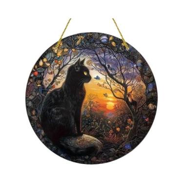 Imagem de Decoração De Janela Em Acrílico Gato Preto, Presente Temático De Anive