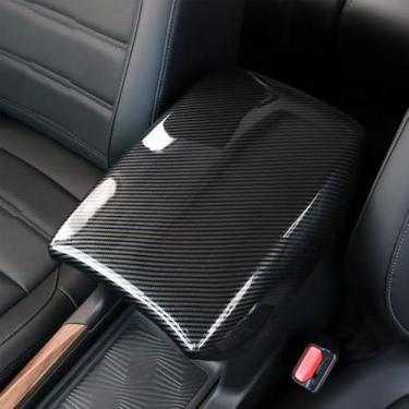 Imagem de FQMY Caixa de apoio de braço central interior de carro capa de console capa protetora decorar capas acessórios automotivos para Honda CRV CR-V 2017 2018 2019 2020 2021 2022 (fibra de carbono)