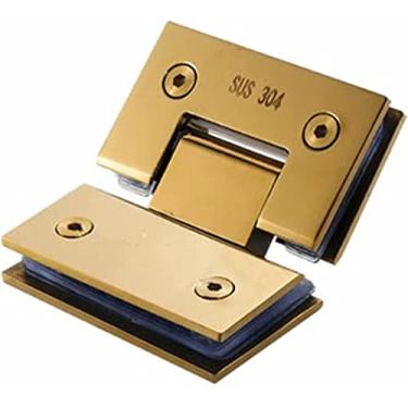 Imagem de Dobradiça de porta de vidro porta dobradiça conector braçadeira 90/135/180 graus aço inoxidável 304 ouro escovado (135 graus)