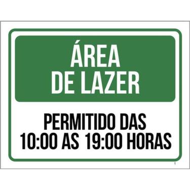 Imagem de Kit 3 Placas Sinalização - Área De Lazer Horário Permitido