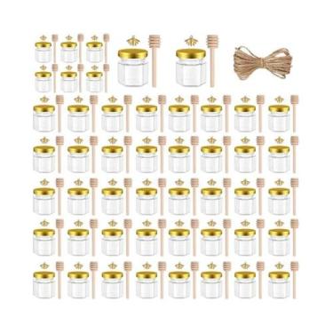 Imagem de Conjunto De Mini Potes De Vidro Para Mel 1.5 Oz, Potes Hexagonais Sela