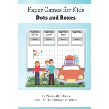 Imagem de Paper Games for Kids - Dots and Boxes: Glossy cover, travel size, known as Squares, Dot to Dot Grid, Game of Dots, La Pipopipette, and Pigs in a Pen