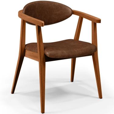 Imagem de Poltrona Decorativa Para Sala de Estar Jantar Cecília L02 Couríssimo Marrom - Lyam Decor