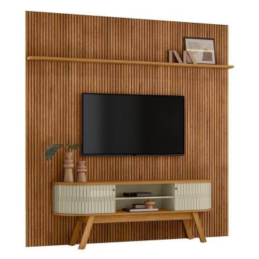 Imagem de Rack Bancada Com Painel New Laguna Cumaru Opala Para Tv Até 75 Madetec Cumaru Opala