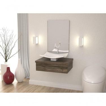 Imagem de Conjunto Bancada C-cuba F44 E Espelheira Metrópole 601 Carvalho Carvalho Dark