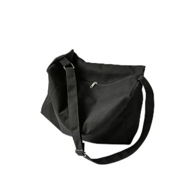 Imagem de Bolsa tiracolo ajustável de grande capacidade, bolsa de lona durável simples e versátil para uso diário, preta