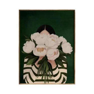 Imagem de Pôster De Arte Abstrata De Mulher Com Flores, Estilo Japandi Minimalis