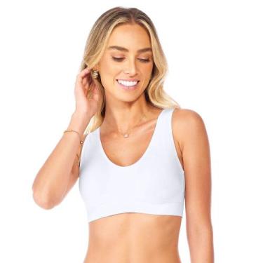 Imagem de Sutiã Top com Bojo Removível Alça Larga sem Costura Branco Zee Rucci, 