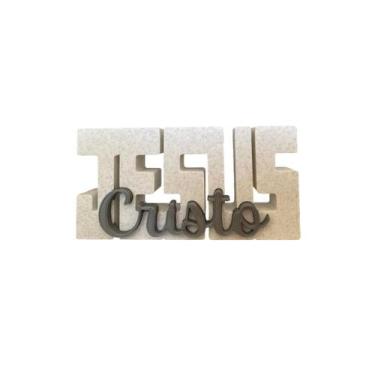 Imagem de Letreiro Jesus Cristo Placa Minimalista Bíblico Cristão Decorativo Mod