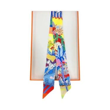 Imagem de Lenço Longo De Seda Feminino 2024, Faixa Estreita, Gravata, Acessórios