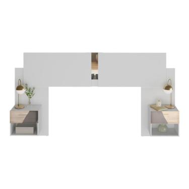 Imagem de Cabeceira Casal/queen Com Espelhos E 2 Mesas De Cabeceira 232cm Multimóveis Mp4326 Branco Branco