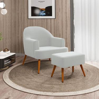 Imagem de Poltrona Agata com Puff Madeira Eucalipto Movellu Home