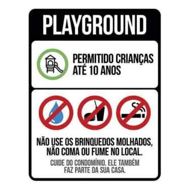 Imagem de Kit 10 Placas Playground Regras De Uso 36X46 - Sinalizo