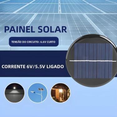 Imagem de Módulo De Célula Solar Mini DIY 6V 2W 70mA, Painel Solar Redondo De Si