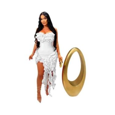 Imagem de Vestido De Festa Elegante Sem Alças E Sem Mangas Com Franjas E Rendas 