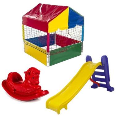 Imagem de Piscina de Bolinhas 1,00m Quadrada Resistente + Escorregador Médio 3 D