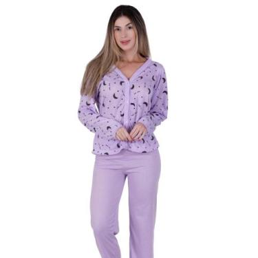 Imagem de Pijama de Inverno Americano com Botões para Amamentação Manga Longa e 