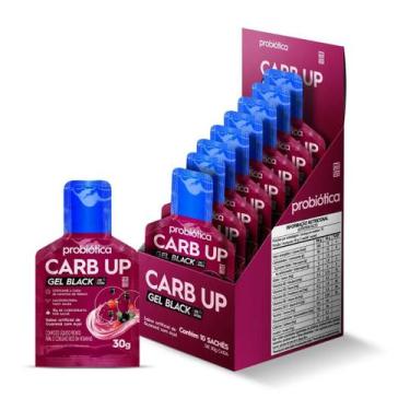 Imagem de Carb Up Black Gel Com Cafeína Caixa com 10 Sachês Probiótica, Açaí com