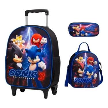 Imagem de Kit Mochila Escolar Infantil De Rodinha - Sonic 3- Menino - Sem Marca