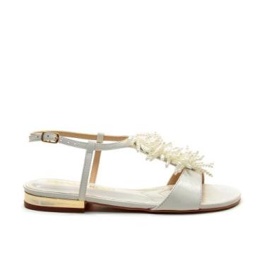 Imagem de Rasteira Couro Branco Cecconello 2751004-1, Branco, 36