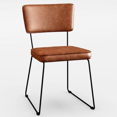 Imagem de Cadeira Estofada De Jantar Base Em Aço Allana L02 Camel