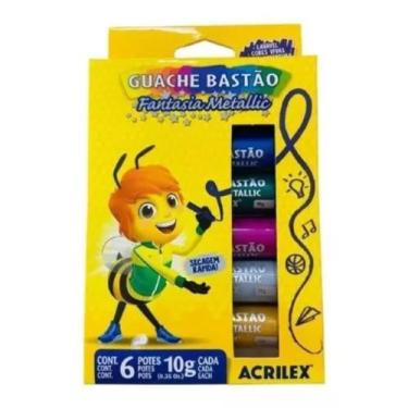 Imagem de Tinta Guache Bastao 6 Cores Metalicas - Acrilex