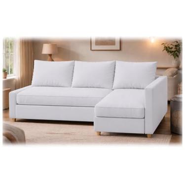 Imagem de Capa de sofá de linho de poliéster durável Friheten para substituição é compatível com IKEA Friheten Capa seccional de canto para sofá-cama apenas! (branco esquerdo longo)