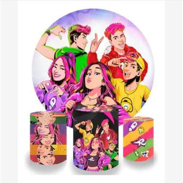 Imagem de Kit Painel de Decoração + Trio Cilindros - Dos Rosa Emily Vick - Lança