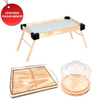 Imagem de OFERTA DIA DAS MAES KIT 3pçs Mesinha, Queijeira e Porta Frios Médio 21