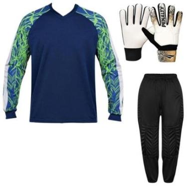 Imagem de Kit Goleiro Infantil Camisa Kanga + Calça TRB + Luva Penalty-Unissex