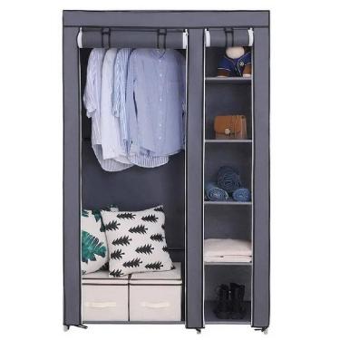 Imagem de Guarda Roupa Armario Portatil Cabideiro Organizador Cinza