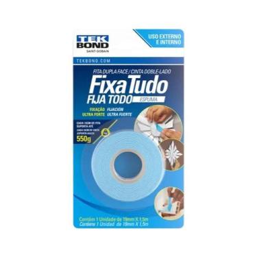 Imagem de Fita Dupla Face Espuma 19mm 1,5mt Branca Fixa Tudo Tekbond