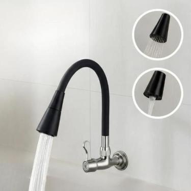 Imagem de Vittak Torneira Cozinha Parede Flexível Preta Gourmet Metal 2 Jatos Gi