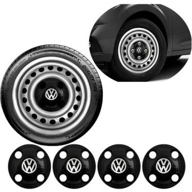 Imagem de Jg 4 Calotas Tampa Centro Roda Ferro 4 Furos Vw Aro 13 14 15 Volks Gol