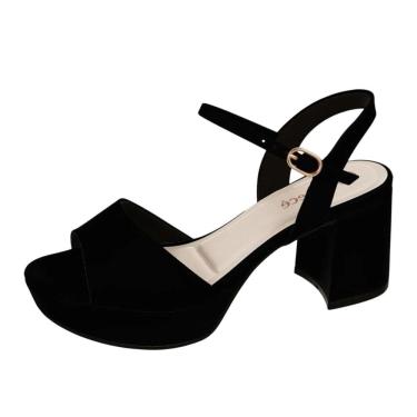 Imagem de Sandália Feminino Salto Médio Bloco Regulagem Prática Bebece