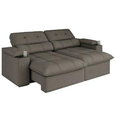 Imagem de Sofá Retrátil e Reclinável 4 Lugares 2,40m com Porta Copos Liz